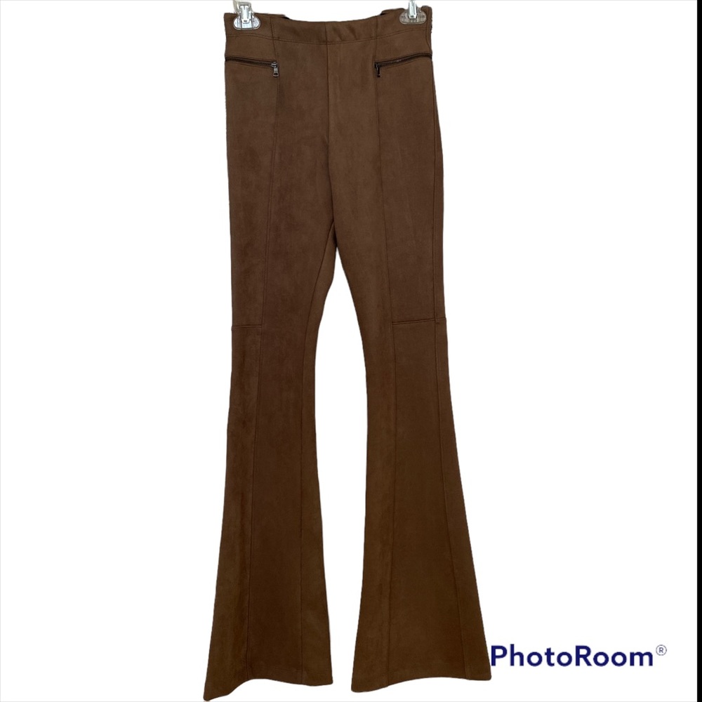 BCBGMaxAzria Brown Suede Flared Pants